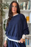 Terry B Lantern Sleeve Sweatshirt Navy